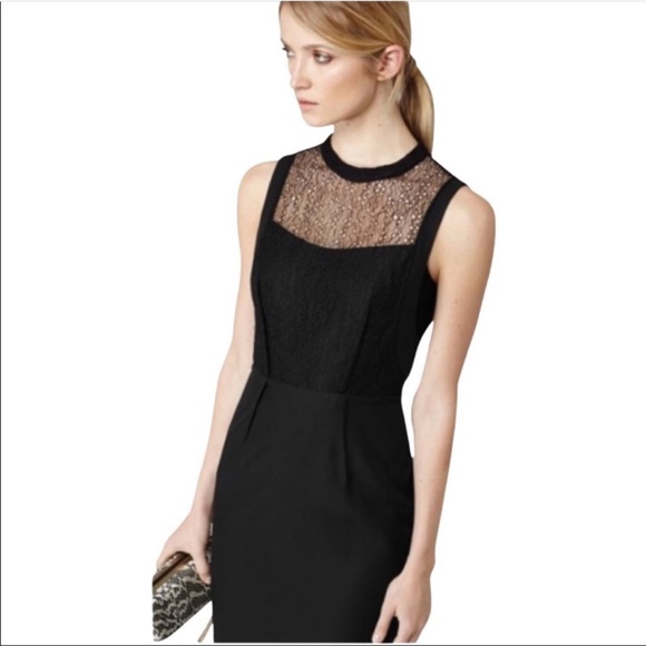 Reiss Casablanca Black Mini Cocktail Lace Dress Size 4 Sheath Dress - Picture 16 of 16